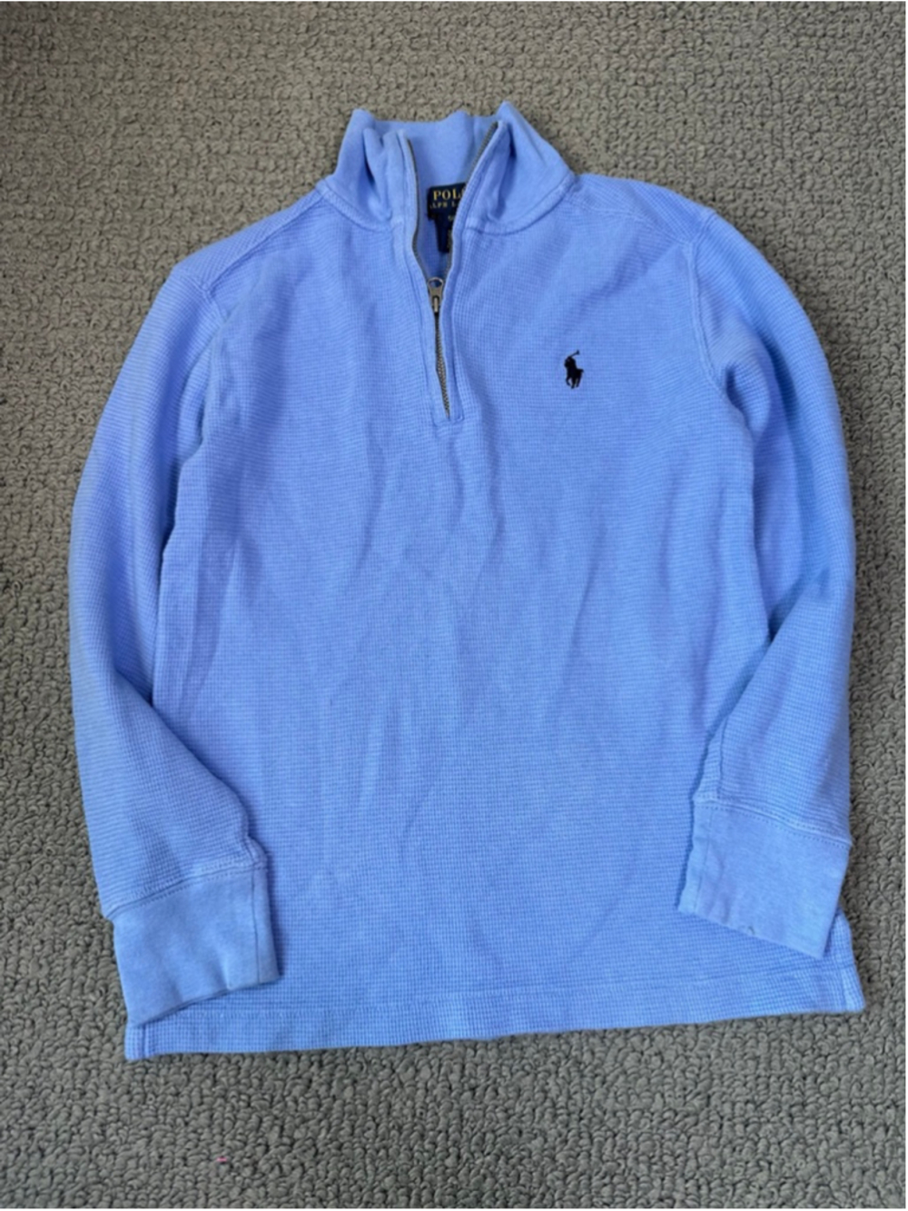 Polo Ralph Lauren Size 8 Blue Waffle Knit Quarter Zip Kids